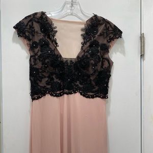 Floor length pink and black dress size 2
